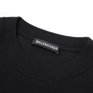 巴黎世家 BALENCIAGA 男士棉质圆领短袖T恤 612966 TIVD1 1000黑色 S