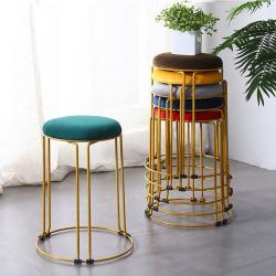 凳子家用轻奢钢筋凳高圆凳餐桌板凳