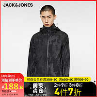 JackJones杰克琼斯街头运动潮流花纹连帽长袖夹克外套秋季男士ins