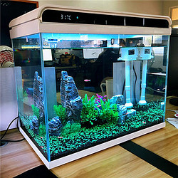 SUNSUN 森森 超白玻璃智能一体小鱼缸HE-300款带水泵LED变色灯水温水族箱