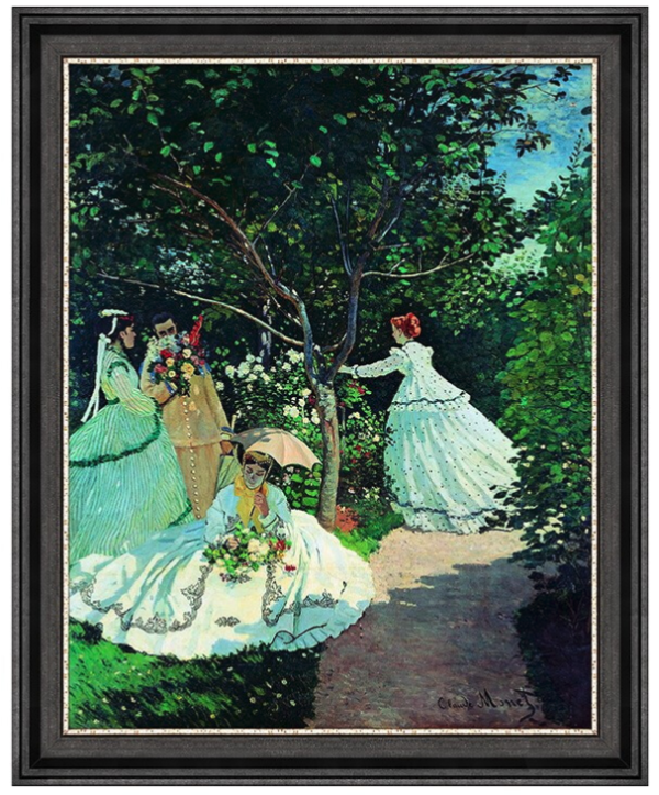 莫奈油画花园中的妇女们背景墙装饰画7099cm油画布