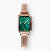 马克华菲（FAIRWHALE）新款小绿表手表女士轻奢时尚简约气质小方盘石英女表防水运动学生腕表 小绿表皮带