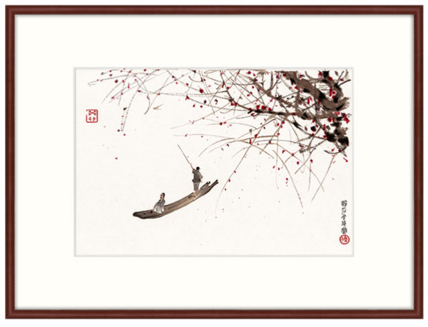 橙舍 傅抱石《行舟》60x80cm 新中式山水画国画 装饰画 宣纸