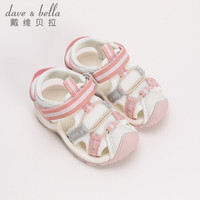 davebella戴维贝拉童鞋儿童凉鞋女童鞋子男童2021新款夏季宝宝机能鞋夏天小童休闲鞋 粉色 23(鞋内长14.9cm)