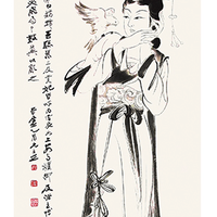 荣宝斋 张大千《雪衣女》99*55cm装饰画 宣纸