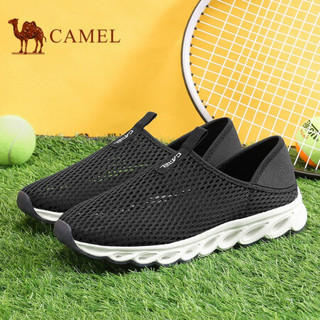 骆驼（CAMEL）透气布鞋网面运动出游休闲舒适懒人套脚男鞋 A122303760 黑色 41