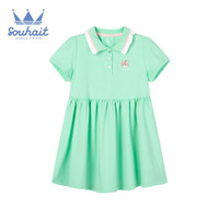 水孩儿童装女童连衣裙2021年夏季新款中大童学院风短袖连衣裙女童裙子 浅水绿 170