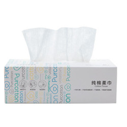 Purcotton 全棉时代 洗脸巾 一次性100%纯棉抽纸巾加厚面巾纸20×20CM 80片/包*6包