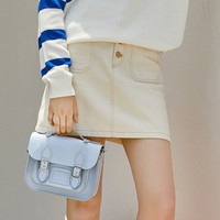 森马 Semir秋季新款时尚显高显瘦A型短裙韩版工装裙子牛仔半身裙女装 S 奶白1503