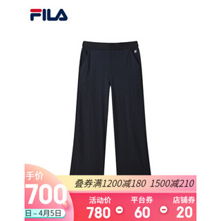 FILA 斐乐女士针织长裤2021夏季新款阔脚裤休闲裤经典淑女裤薄裤 传奇蓝-NV 165/66A/M