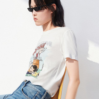 MO&Co. 摩安珂 史努比系列 女士圆领短袖T恤 MBA2TEE010 本白色 M