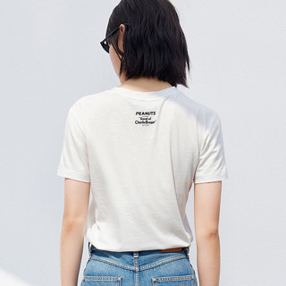 MO&Co. 摩安珂 史努比系列 女士圆领短袖T恤 MBA2TEE010 本白色 XL