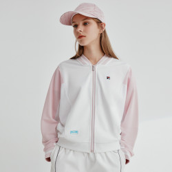 斐乐女装女式外套女防晒衣柔顺舒适宽松拉链开衫女士针织上衣