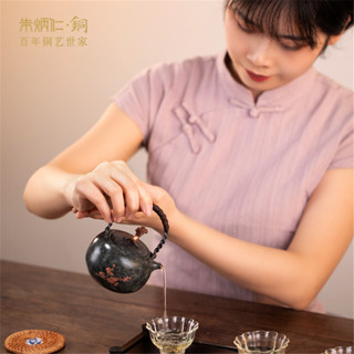 朱炳仁·铜 紫铜 报春壶  茶壶