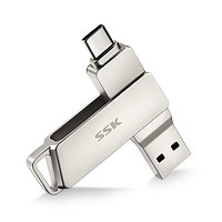 移动端、京东百亿补贴：SSK 飚王 FDU050 USB 3.2 U盘 银色 32GB Type-C/USB双口