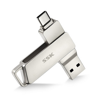 SSK 飚王 FDU050 USB 3.2 U盘 银色 32GB Type-C/USB双口