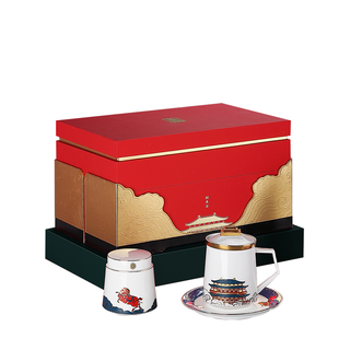 仟信贺岁原创国潮白瓷茶具 个人杯茶叶罐