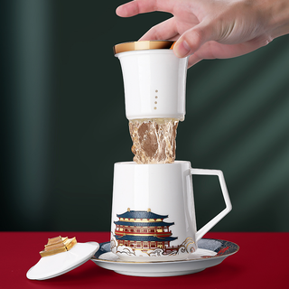 仟信贺岁原创国潮白瓷茶具 个人杯茶叶罐