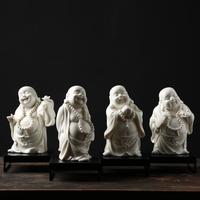 仟信慈艺「四喜临门」白釉创意工艺礼品弥勒佛家居摆件 悠然自得白色