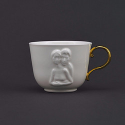 稀奇 向京 因为爱情骨瓷咖啡杯 8.2cmx9.3cm 创意浮雕情侣杯