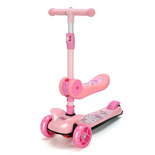 迪士尼滑板车儿童二合一升降折叠可坐可骑多功能滑步车2-3-6岁闪光轮 升级款汽车麦昆