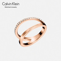 CK卡文克莱（Calvin Klein）outline 描绘系列戒指/手镯 316L精钢/人造水晶 戒指 玫瑰金/白色 6# KJ6VPR140106
