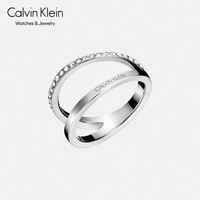 CK卡文克莱（Calvin Klein）Outline描绘系列首饰 银色双圈镶嵌戒指 #07 KJ6VMR040107