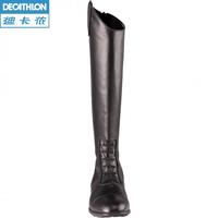 DECATHLON 迪卡侬 骑士靴女骑马长靴男女训练全粒面牛皮真皮马靴马术运动IVG4 黑色L（靴子腿围偏紧） 36