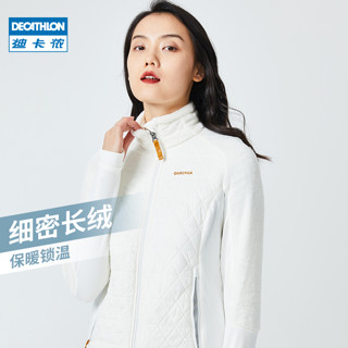 迪卡侬摇粒绒外套女白色双面绒绒衣秋户外保暖上衣运动抓绒衣ODT1（XL、白色）