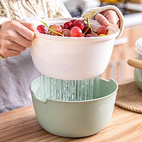 禧天龙抗菌双层厨房水槽洗菜盆沥水篮多功能茶几客厅水果盘塑料（枫叶红4L）