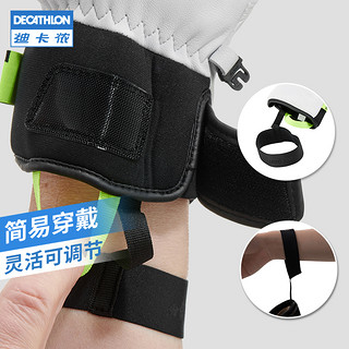 DECATHLON 迪卡侬 手套冬天女男骑行防水保暖羊皮滑雪手套OVWG 8543169  黑色小羊皮-龙虾指 XS