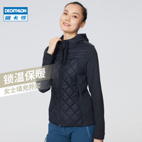 DECATHLON 迪卡侬 保暖外套女 户外休闲抓绒拼接运动夹克ODT1 HN500HYBRID白色拼接 XS