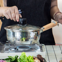 美浓烧(Mino Yaki)日本进口家用汤锅泡面锅多功能电磁炉锅不锈钢煮锅奶锅 16cm