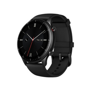 AMAZFIT 跃我 GTR 2 eSIM智能手表 46.5mm 曜石黑 铝合金 黑色硅胶表带 (血压、GPS、NFC、扬声器、血氧)