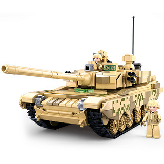 快乐小鲁班二战99A坦克益智积木玩具