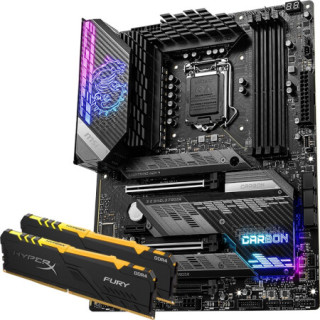 微星 MPG Z590 GAMING CARBON WiFi暗黑+金士顿 32GB(16G×2) DDR4 3600 台式机 雷电系列 主板内存套装