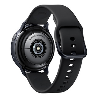 SAMSUNG 三星 Galaxy Watch Active 2 智能手表 44mm 伯爵黑不锈钢表盘 黑色皮革表带（GPS、扬声器）