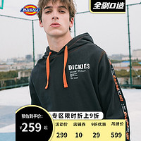 Dickies卫衣 印花织带连帽卫衣 男式毛圈布长袖上衣 卫衣男DK008043 黑色 00L