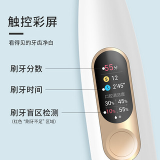 欧可林（Oclean）X 电动牙刷成人声波震动触屏防水（美国杜邦软毛皓齿刷头*1 充电式支架*1） 白色