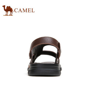 骆驼（CAMEL）牛皮沙滩拖鞋两穿防滑软底商务休闲男士凉鞋 A122211612 棕色 41