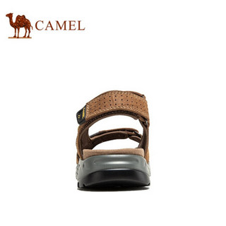 骆驼（CAMEL） 皮凉鞋沙滩户外防滑男士爸爸软底凉鞋 A122307592 驼色 38