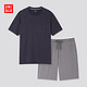 优衣库 男装 AIRism休闲套装(短袖)(家居服 睡衣) 426529 UNIQLO