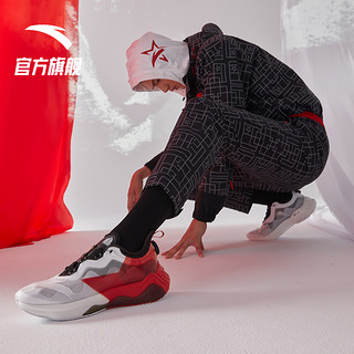 安踏星标系列星峦跑步鞋2021新款夏季轻便减震休闲鞋子男士运动鞋（42.5、安踏白/大红-5（预计9月发售））