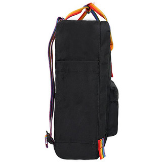 FJÄLLRÄVEN 北极狐 Kanken Rainbow mimi系列 男女款双肩彩虹包 23620 550-907 黑色/彩虹织带 7L