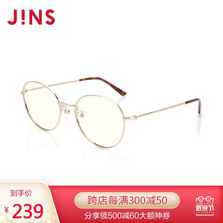 JINS睛姿女士防蓝光辐射电脑护目镜18新款金属圆框眼镜框FPC18A101 95浅金色x棕色代瑁