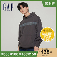 Gap男装LOGO法式圈织软卫衣731818 2021春季新款宽松运动连帽衫