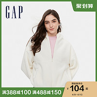 Gap女装仿羊羔绒保暖运动卫衣655693春季新款宽松连帽衫女