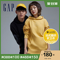 Gap男女同款logo法式圈织软卫衣2021春夏新款情侣装潮流连帽上衣