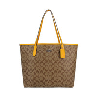 COACH 蔻驰 女士手提单肩托特包 5696 SVRLR 浅棕色/黄色 大号