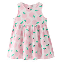 安奈儿童装女童夏款无袖连衣裙2021新款碎花淑女裙小清新A字裙背心裙 白粉花 100cm